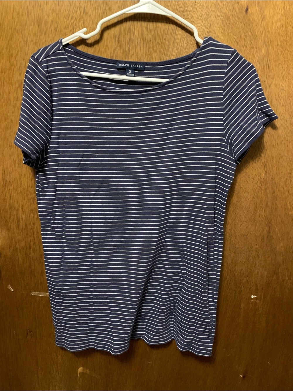 Ralph Lauren Navy and White Striped Short Sleeve Tee